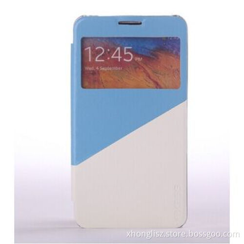 Combined PU matching design case for Samsung Note 3, clear window design, different color options